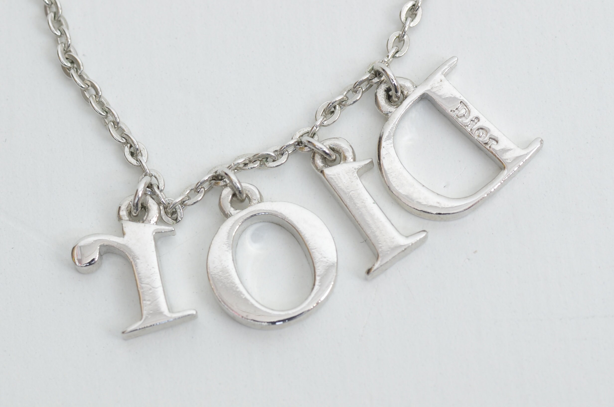 Authentic Christian Dior Crystal Letter Charm SP Necklace Etsy