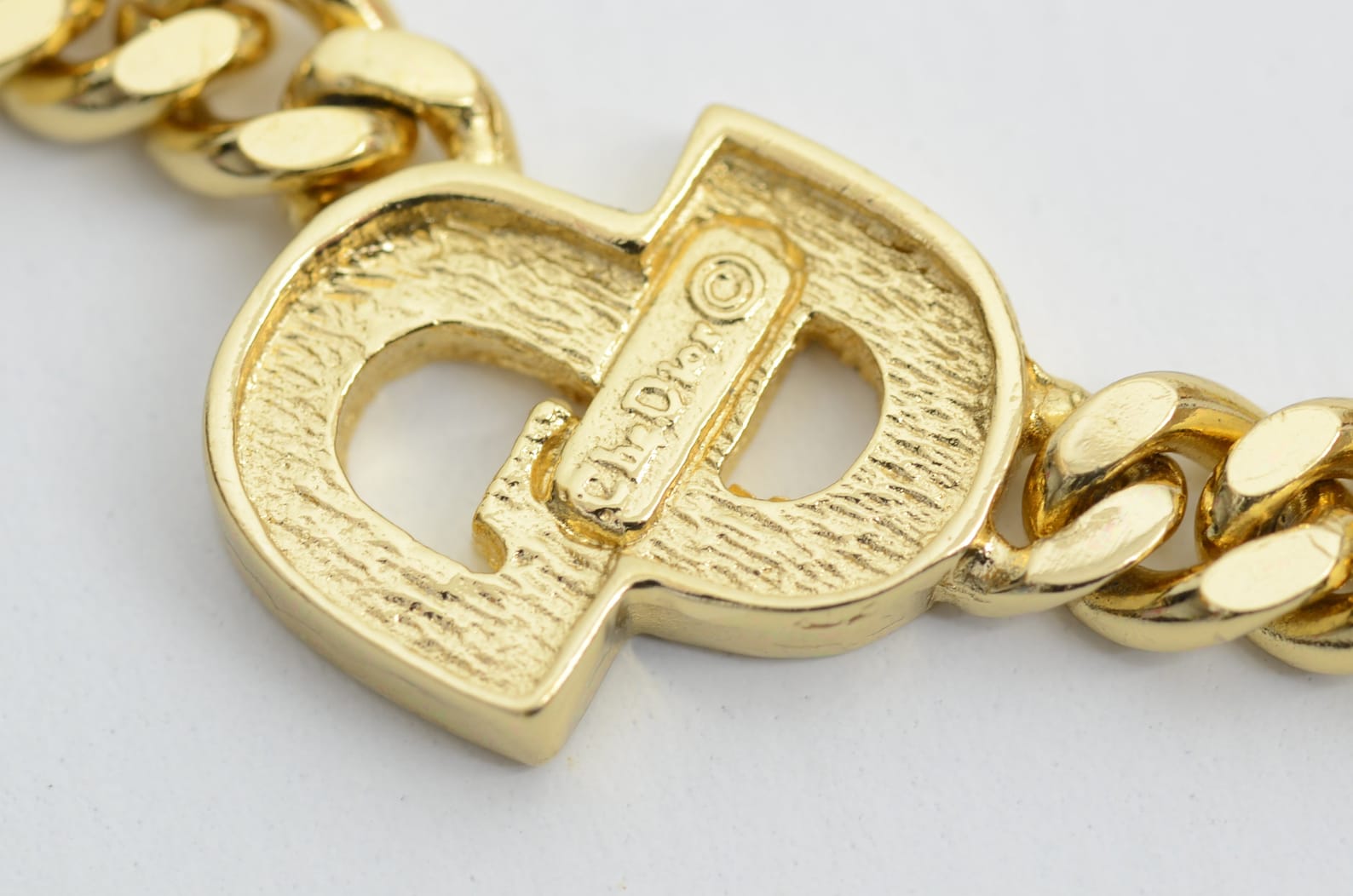 Authentic Christian Dior Necklace CD Logo Thick Chain GP Etsy