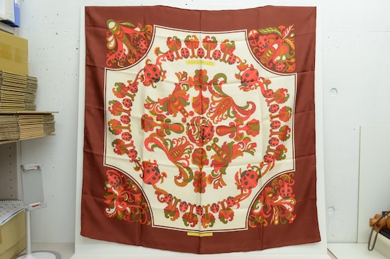 Authentic Hermes Vintage 100% Silk Scarf Coccinell