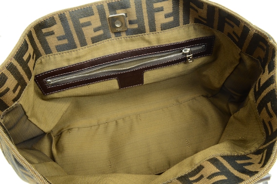 Authentic Fendi Zucca Handbag Top Handle Monogram Leather Authentic Fendi Zucca Handbag Top Handle Monogram Leather