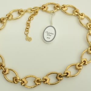 Authentic Christian Dior Vintage Necklace GP Oval Loop Link Bijoux Jewelry Accessory 1p4655