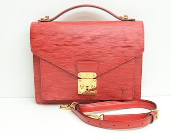 Vintage 1990s Louis VUITTON Red Leather Handbag 