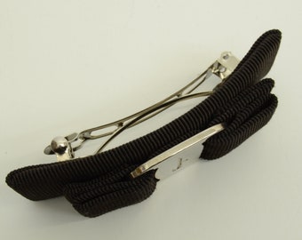 【関税&送料込】Salvatore Ferragamo Black Leather Hair Clip Authentic Salvatore Ferragamo Hair Clip SP Buckle Logo Black