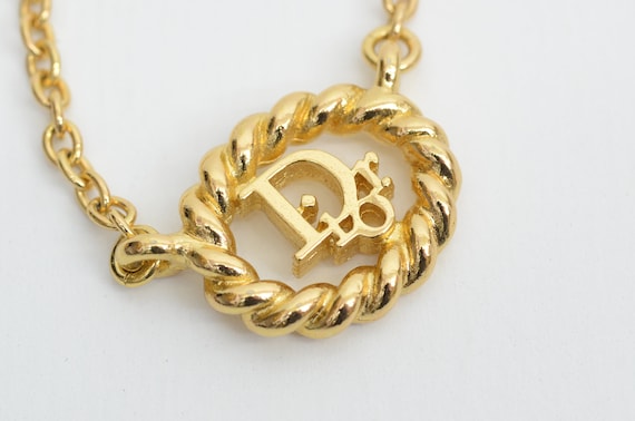 Authentic Christian Dior Necklace Sideways Oval Signature