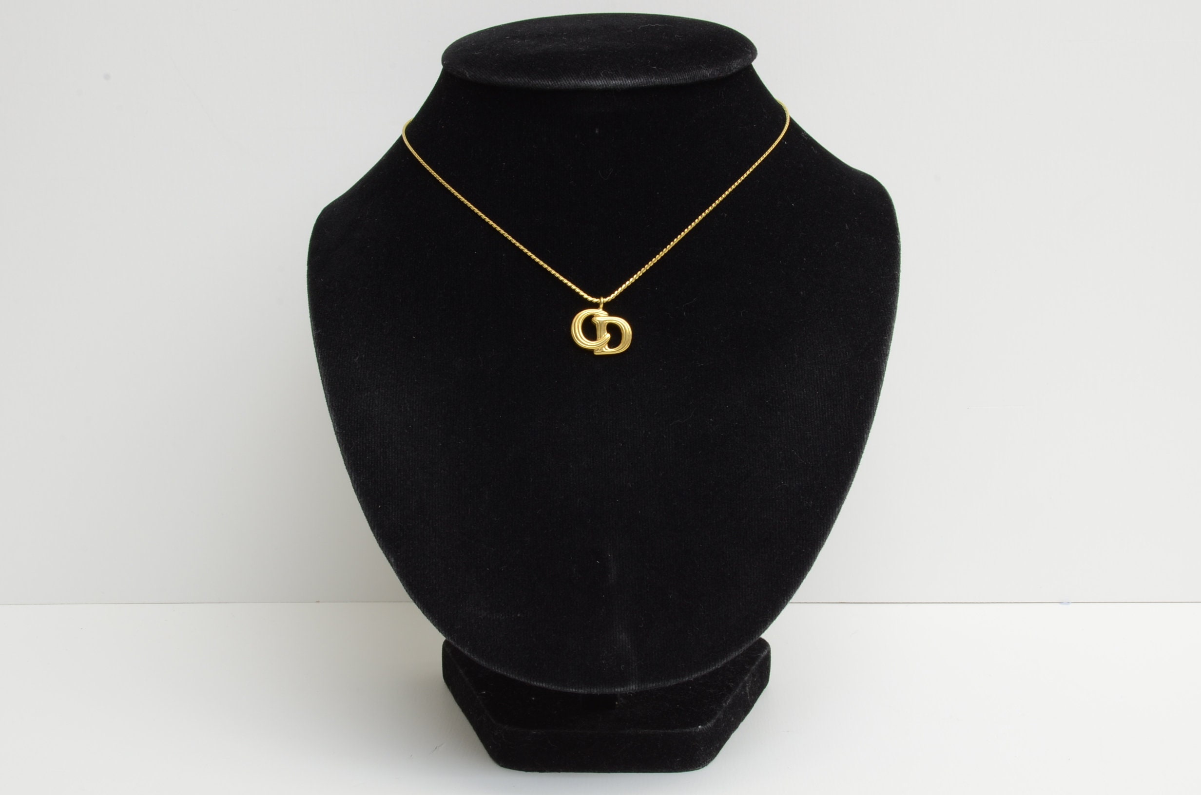 Authentic Christian Dior Necklace Gold Plated Signature