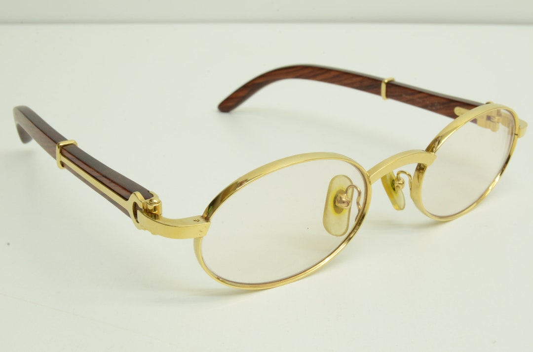 Authentic Cartier Sunglasses Sicier 49 20 135b Bubinga Wood GP Gold Glasses 1p3816 Etsy