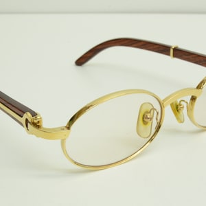 Authentic Cartier Sunglasses Sicier 49 20 135b Bubinga Wood GP Gold Glasses 1p3816 image 1