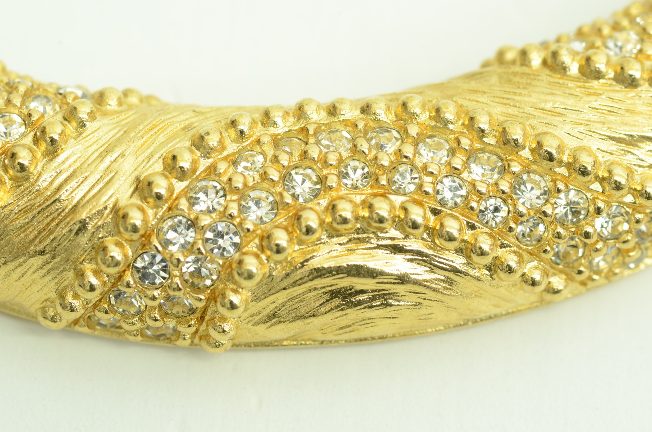 Authentic Christian Dior Choker Necklace Rhinestone GP Bar Etsy