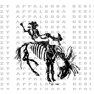 Cowboy and bucking bronc skeleton
