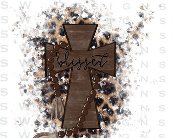 Blessed Cross With Leopard BROWN PNG