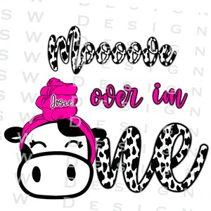 First Birthday Cowprint HOT PINK PNG