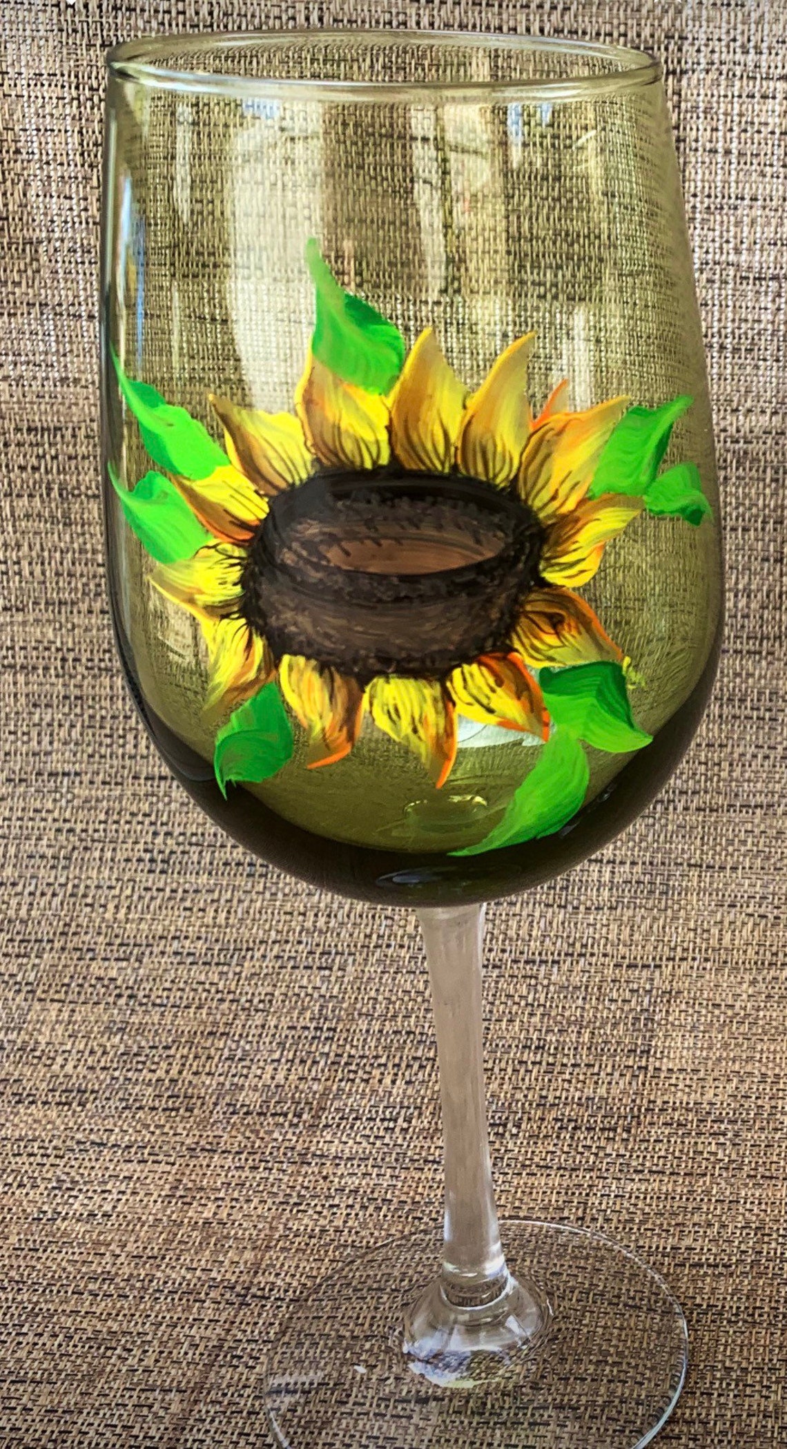 Hand Painted Sunflower Wine Glass Etsy New Zealand
