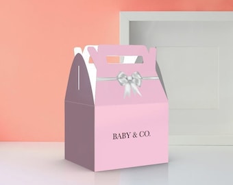 Pink  or Blue Baby & Co Favor Boxes |