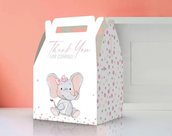 Baby Elephant Thank You Favor Box  | Pink or Blue option