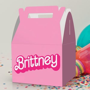 Personalized Pink Doll Theme Party Favor Boxes |Pink Theme | Blue Theme | Gable Goodie Boxes