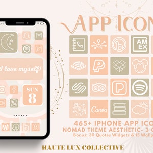 465 IOS14 App Icons| IOS14 Aesthetic, IOS Icons Bundle, Boho Peach Icon Theme, Icons Bundle, IOS14 App Covers, IOS 14, Icons for iPhone