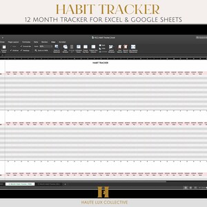 HABIT TRACKER | Excel Spreadsheet Google Sheets, Habit Tracker Routine Tracking Log Tracking Daily Weekly Monthly Habits Lists Tracker