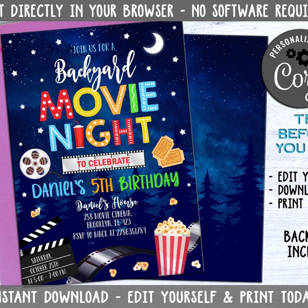 Outdoor Movie Invite - Etsy