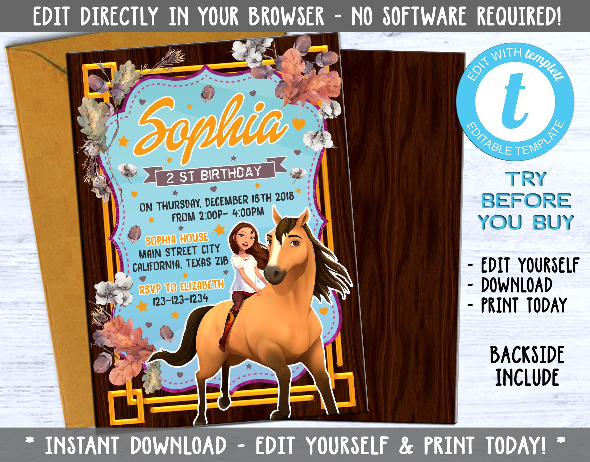 Spirit Riding Free Invitation Birthday Invite Spirit riding | Etsy