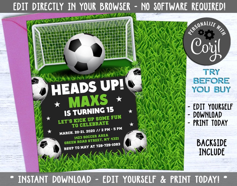 Editable Soccer Birthday Invitation Soccer Party Invitaion Etsy Editable Soccer Birthday Invitation Soccer Party Invitaion Etsy