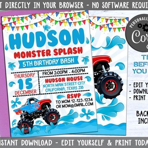 Editable Birthday Party Invitation Digital Invitation Etsy