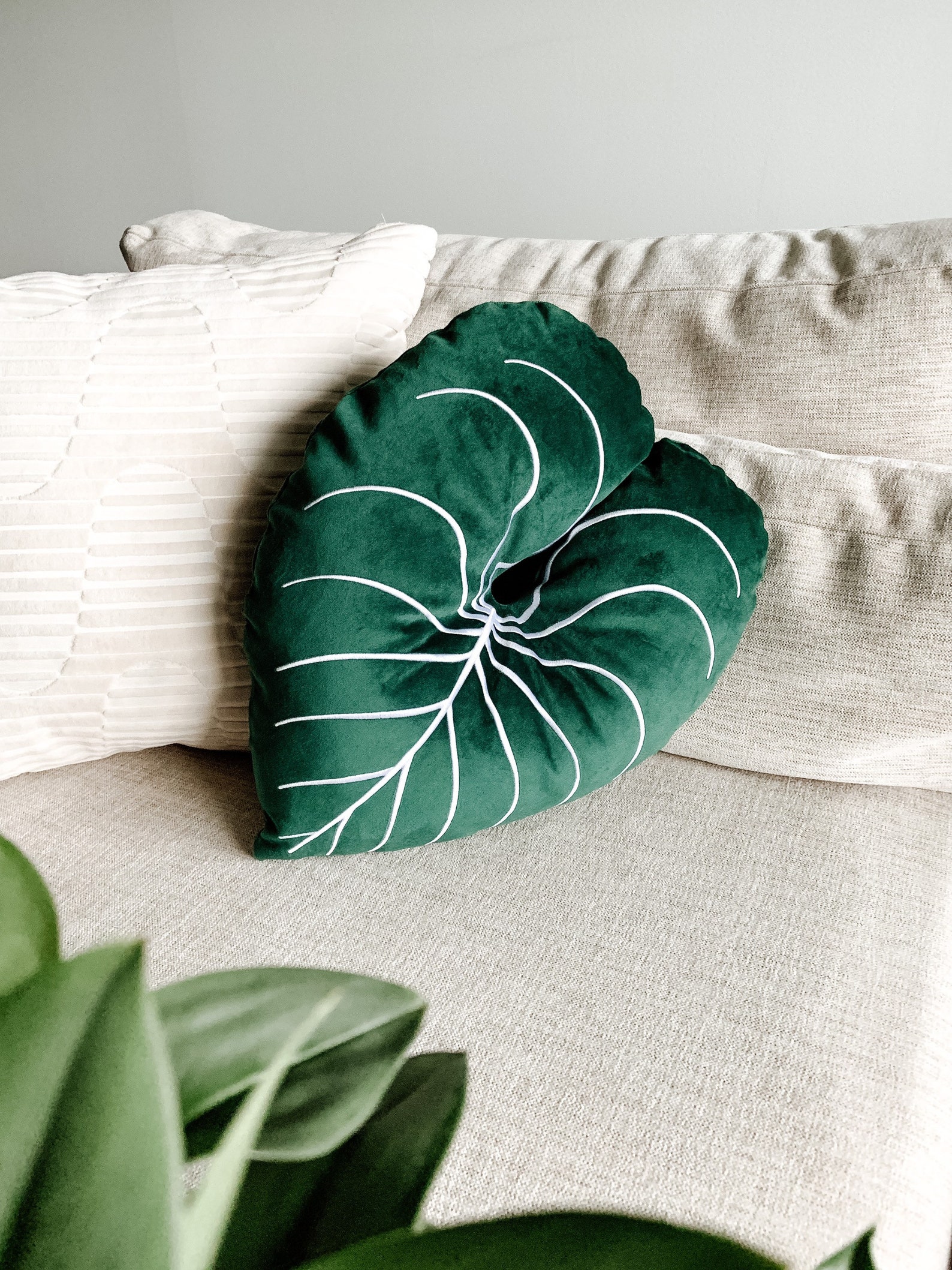 The Gloriosum Pillowdendron™ leaf shaped plant pillow Etsy