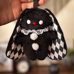 Sad clown black bunny keychain/ bag charm