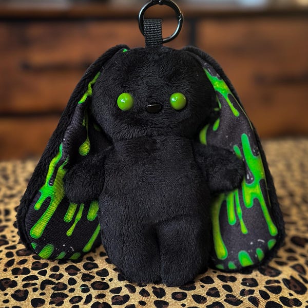 Slime green and black bunny keychain/ bag charm