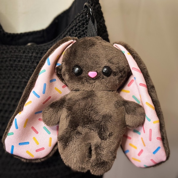 Pink Sprinkle bunny bag charm/keychain