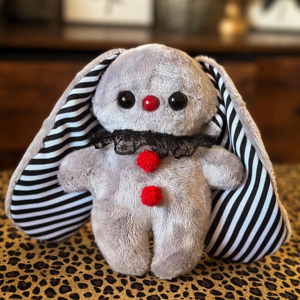 Bunny rabbit clown 7.5 inch stuffed animal