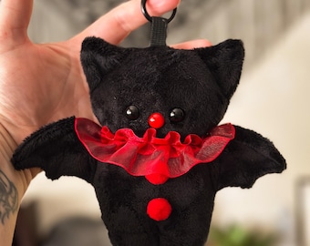 Sad clown black bat keychain/ bag charm