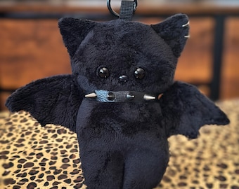 Punk Rock Bat All Black keychain/ bag charm