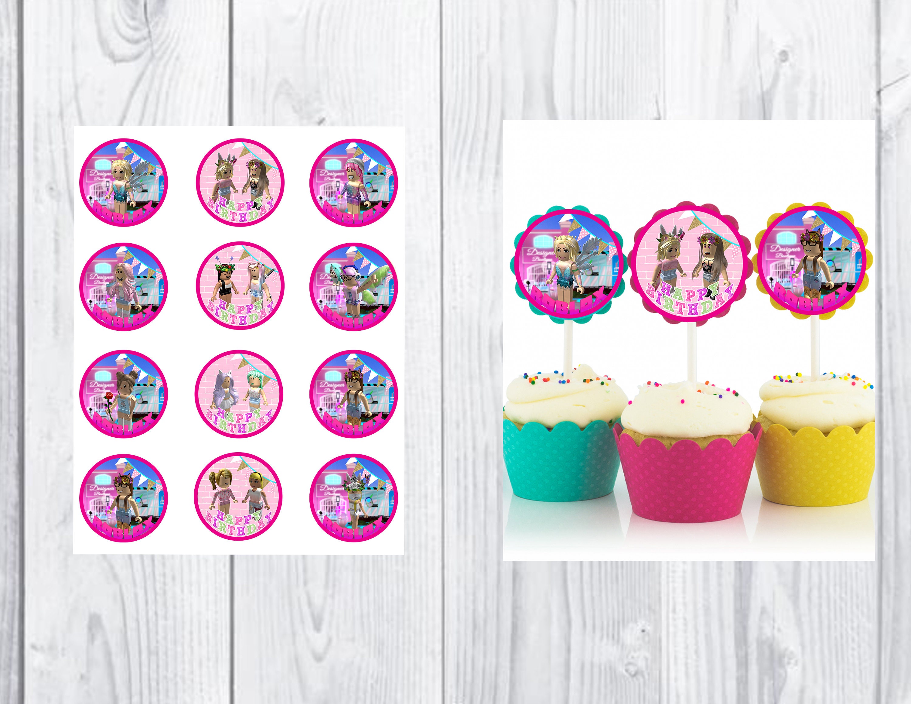Girl Roblox Cupcake Toppers Instant Download Girl Roblox Etsy - roblox italiano download