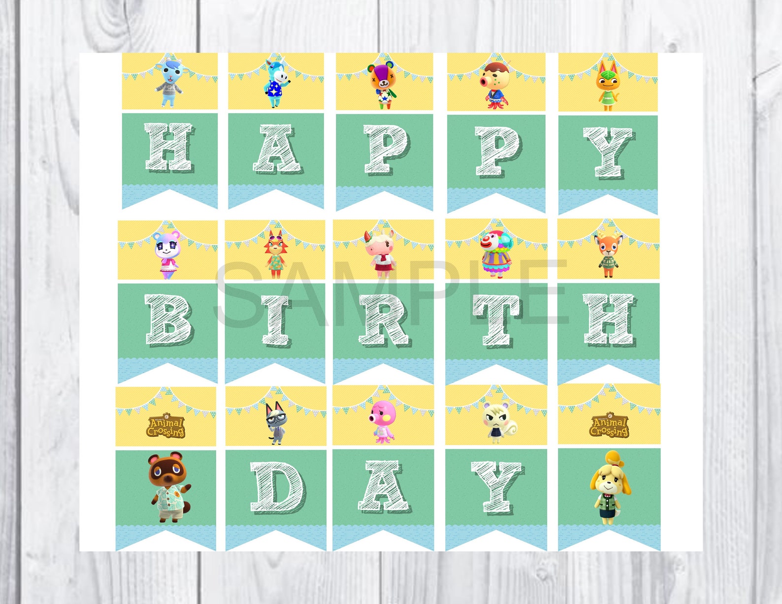 Animal Crossing Birthday Banner Animal Crossing Birthday Etsy