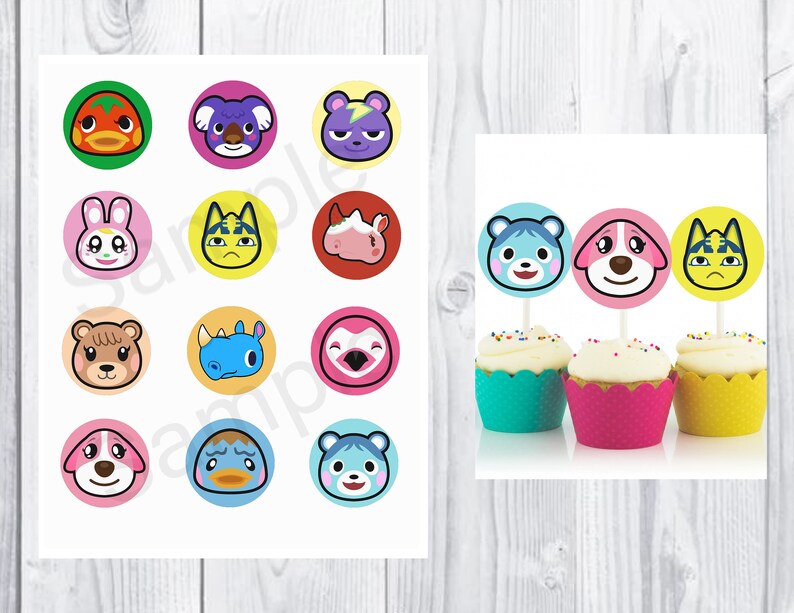 Animal Crossing Cupcake Toppers Second Set Animal Crossing Etsy