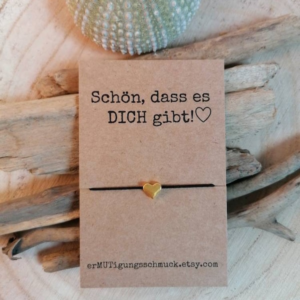 Schön, dass es DICH gibt! Freundschaftsarmband personalisiert, schlichtes Armband Herz, GeschenkTochter Ostern, Geschenk beste Freundin