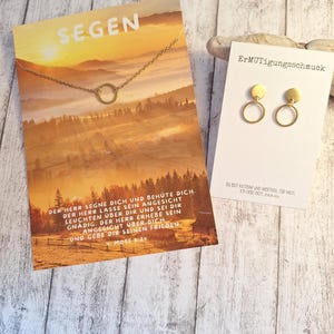 Jewelry set gold necklace "Blessing" + gold circle earrings, gift girlfriend encouragement, necklace stainless steel, gift daughter confirmation