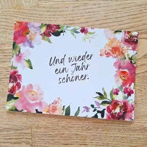 Postkarte "Schöner", Geburtstagskarte, Karte Freundin Geburtstag, Postkarte Tochter Geburtstag, Kartengruß Geburtstag, Motiv Blumen
