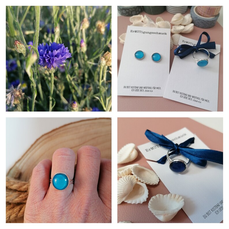 Ohrringe Blau, Ohrstecker blau silber Edelstahl, Blauer Schmuck, bunter Schmuck, Schmuck Geschenk für beste Freundin, Geburtstag Tochter Bild 5