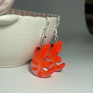 Orange Shrimp Earrings