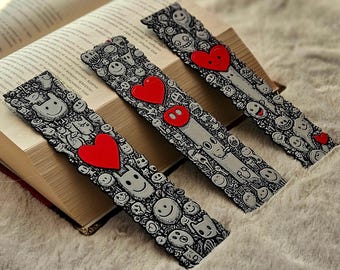 Love Doodles Bookmark – Heart Sketch Design, Hueforge Style 3D Printed Bookmark