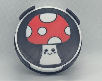 Mushroom Coasters, Eco-Friendly Set of Four with Holder