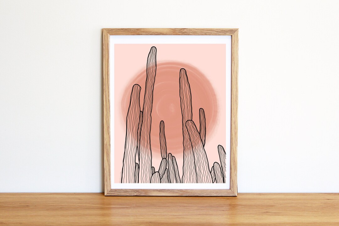 Cactus Outline Printable Wall Art, Digital Download, Neutral Boho