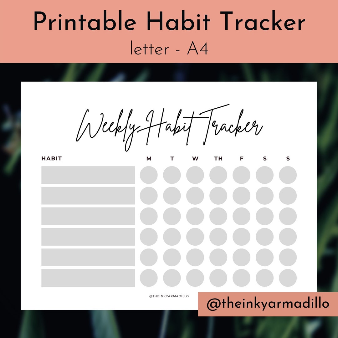 Habit Tracker Printable, Weekly Habit Tracker, 7 Day Habit Challenge ...