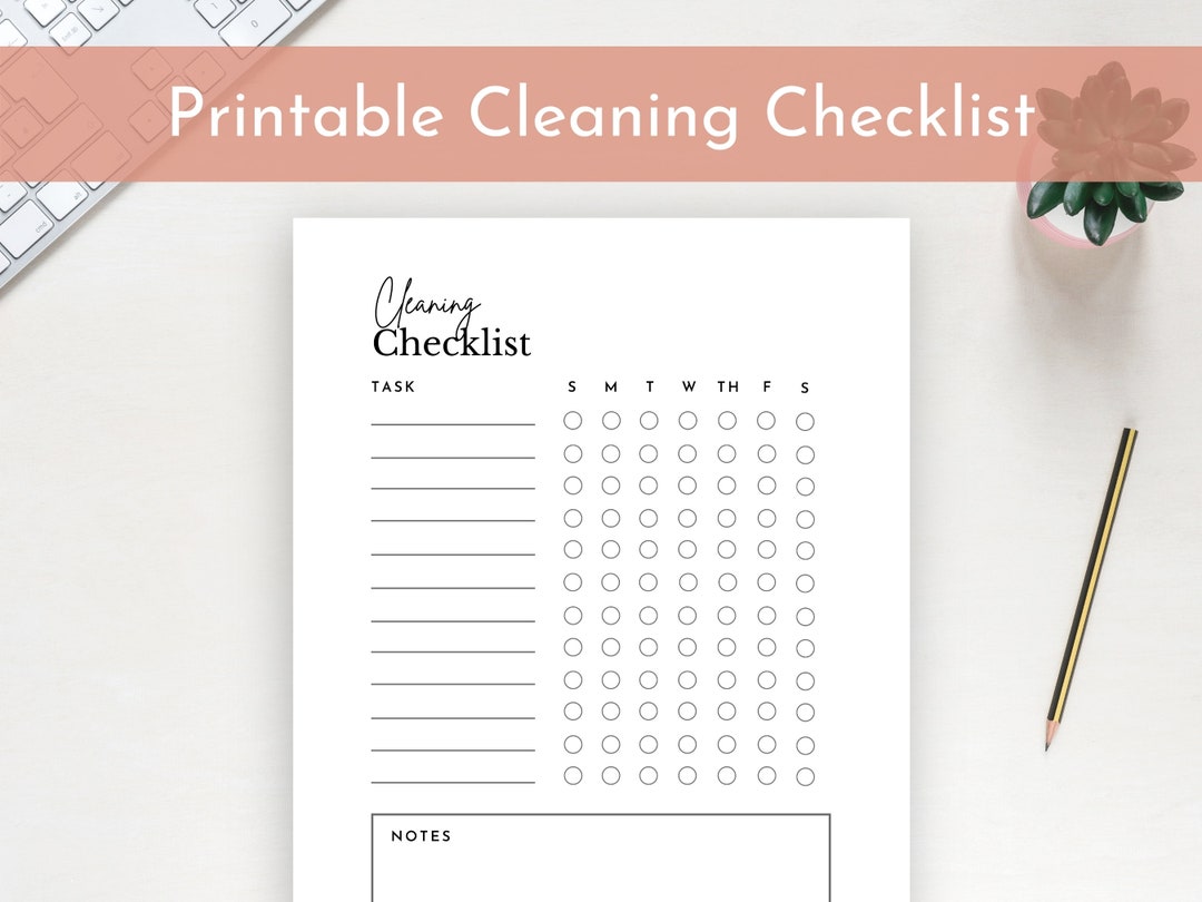Cleaning Checklist Printable Weekly Household Chores Etsy Australia