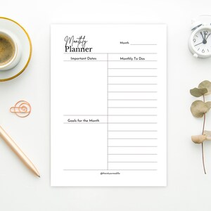 Printable Monthly Planner Month at a Glance Monthly - Etsy