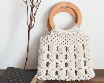 Handmade Crochet Tote Bag, Knitted Handbag, Weave Handbags