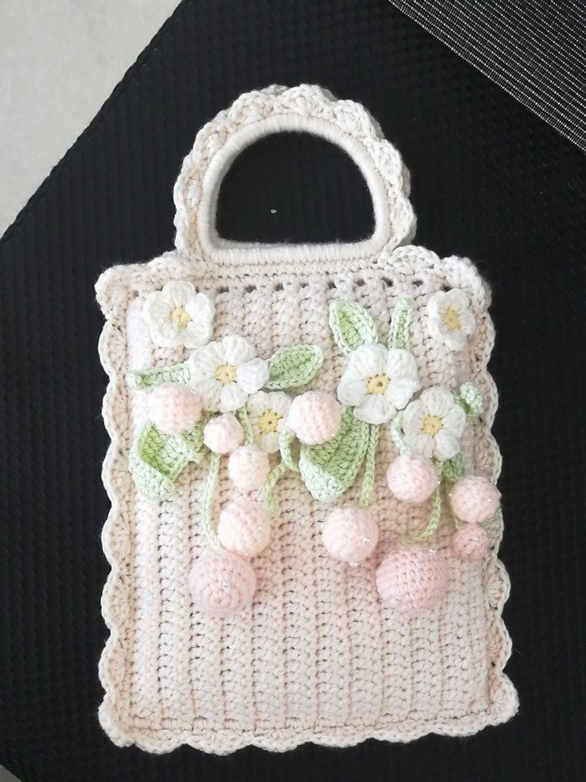 Handmade Knitted Strawberry Tote Bag Crochet Handbag Weave - Etsy