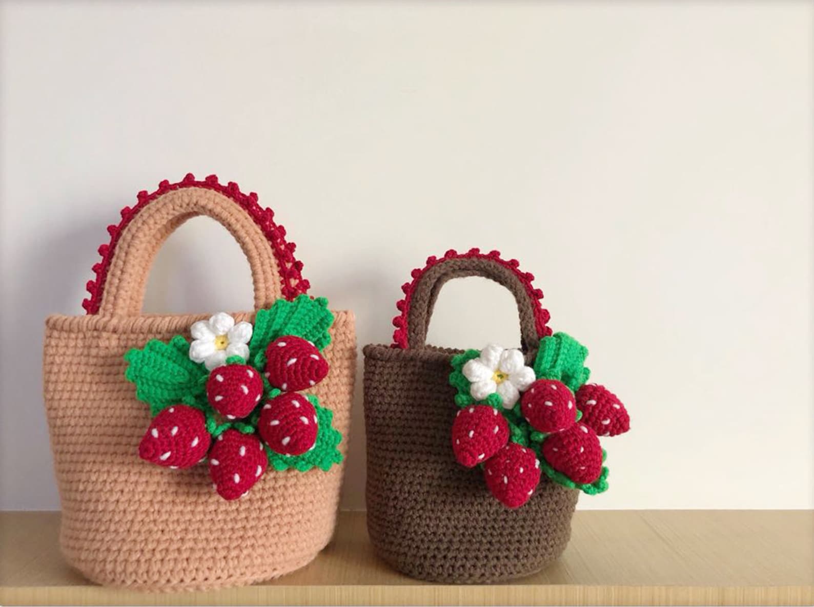 Handmade Knitted Strawberry Tote Bag Strawberry Pendant - Etsy