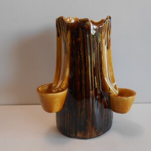 Vintage earthenware vase 70&#39;s tree trunk resin pots